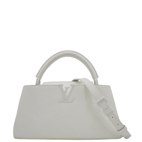 LOUIS VUITTON  Capucines East-West MM Leather Crossbody Bag White - Picture 1 of 11
